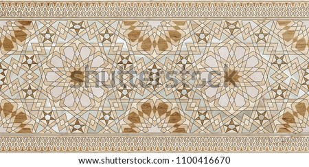 morocco marble tile geometric , Islamic art,marble wood ceramic tile wall wazara  Royalty-Free Stock Photo #1100416670