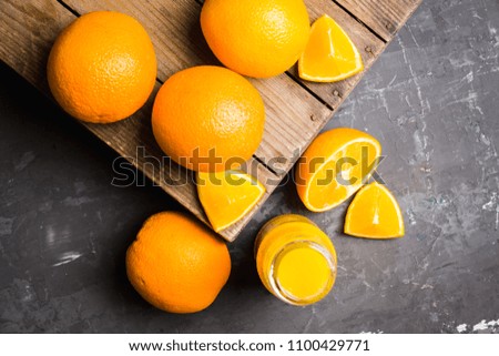 Fresh orange juice. Selective focus. Shallow depth of field.