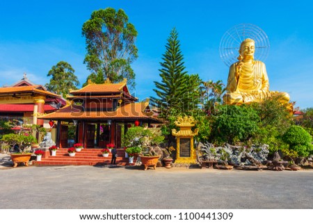 The Golden Buddha statue or Thien vien Van Hanh in Dalat city in Vietnam