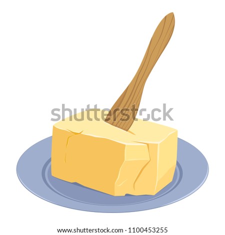 Plate with butter and butter knife