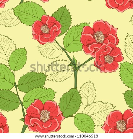 Floral Wallpaper with hand-drawn flowers