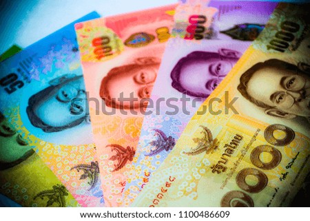 Money baht on white background.