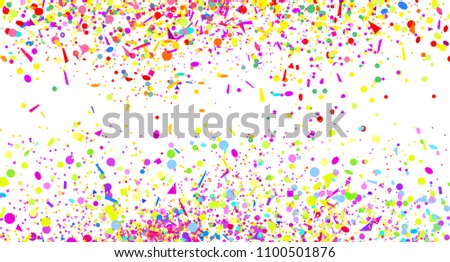 Confetti. Explosion. Texture with random geometric elements on white. Geometric background. Pattern for design. Print for polygraphy, posters, t-shirts and textiles. Greeting cards