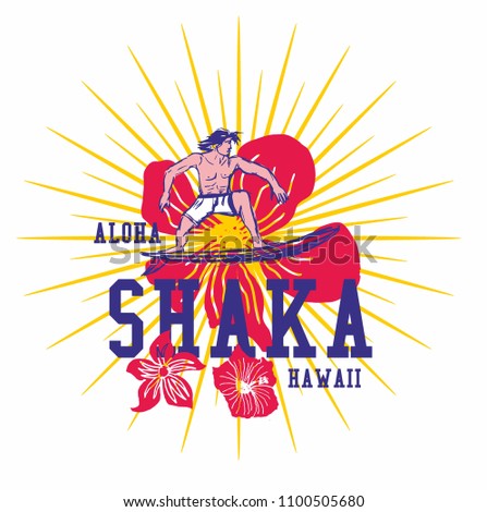 shaka surfer graphic design vector art