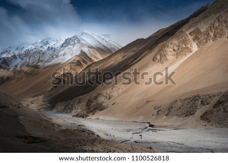 Himalaya mountain and blue sky landscape.