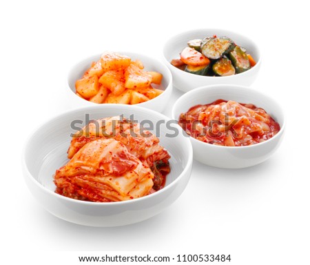 Kimchi(Chinese cabbage, radish, cucumber) Royalty-Free Stock Photo #1100533484
