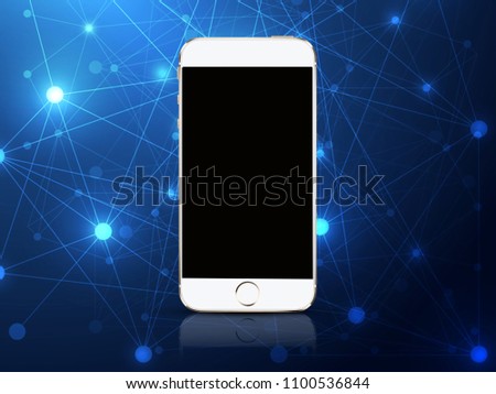 White smart phone isolated  on technology background