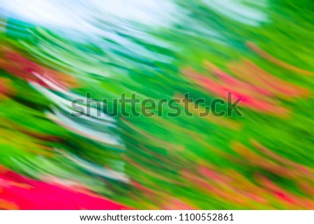 Spring blurred flowers. Abstract motion blur effect. 
