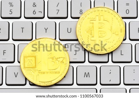 cryptocurrency virtual currency ethereum, bitcoin, litecoin, on keyboard