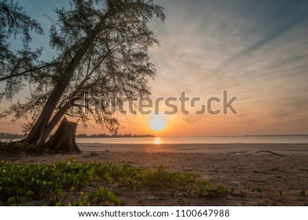 Sunrise on the beach at Krabi Suthern of Thailand