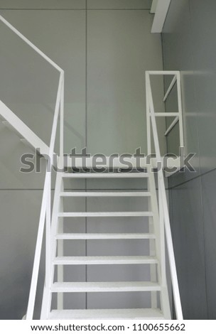 Metal stair indoor Emergency Exit in workplace.