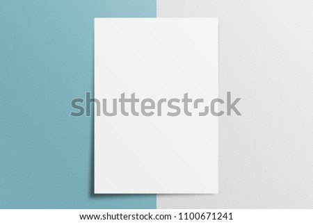 Blank A4 paper template on two color paper with blue and pink of background.