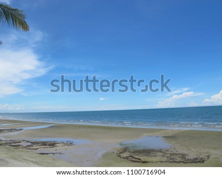 Blue sky and blue sea in the summer, Huahia, Thailand