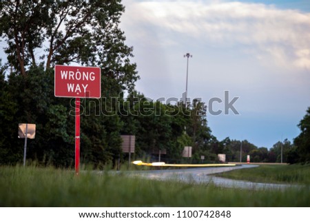 Wrong Way Traffic Road Sign