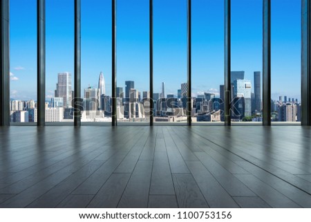 empty window with panoramic city skyline