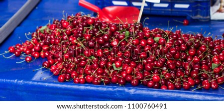fresh cherry at traditional turkish bazaar