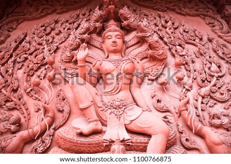Red stone Wat Sila Ngu temple in the Koh Samui Island in Thailand