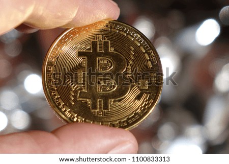Bitcoin on abstract background.Bitcoin. Crypto currency Bitcoin, BTC, Bit Coin. Crypto mining concept.
