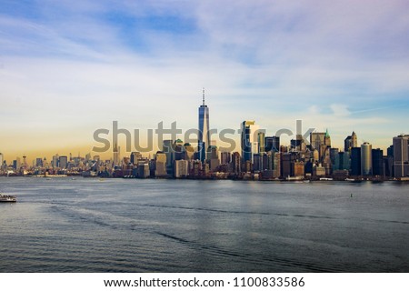 New York landscape at sunset, Manhattan, NY
