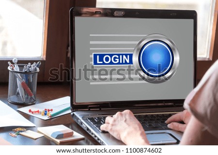 Laptop screen displaying a login concept