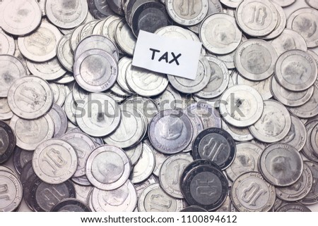 save money concept,tag tax  above algeria coin 