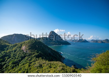 View of Sugar Loaf and part of Niteroi city from a viewpoint at the top of a military base in Leme neighborhood - Rio de Janeiro, Brazil
