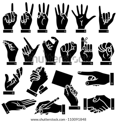 Vector hands silhouettes set