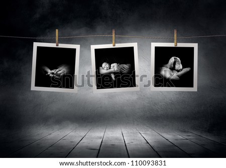 Images collection  line of newborn babys photographs