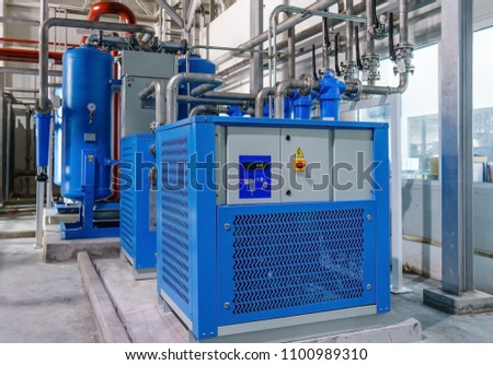 Refrigerated air dryer Ultrafilter for compressor air Royalty-Free Stock Photo #1100989310