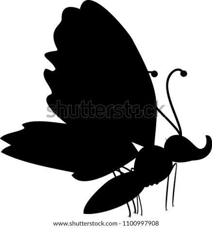 Black silhouette of cartoon butterfly