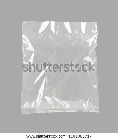 plastic bag gray background Royalty-Free Stock Photo #1101005717