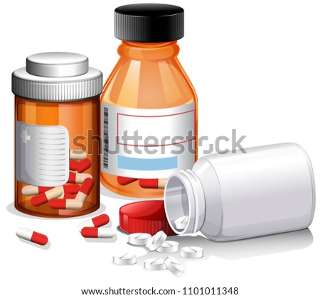 A Set of Medicine on White Background illustration