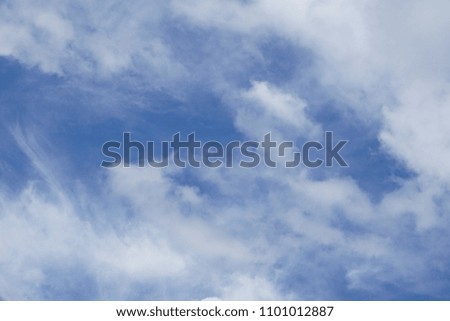Amazing white fluffy clouds and sunlight on the background of blue sky, Spring in GA USA. 