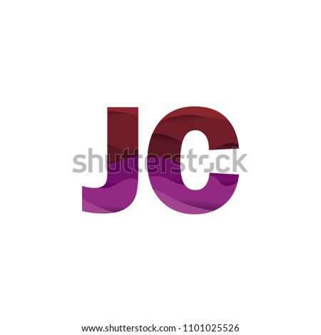 Paper art letter JC font vector modern water in text design illustration emblem isolated background
