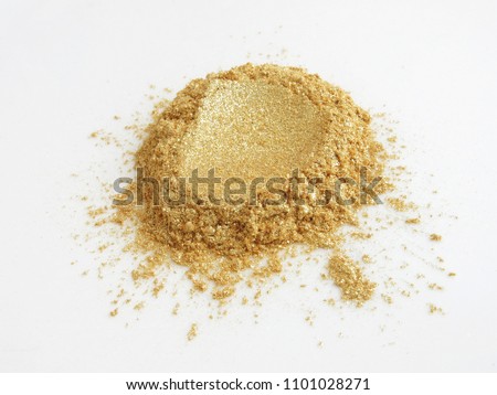 Gold mica pigments powder for cosmetics Royalty-Free Stock Photo #1101028271
