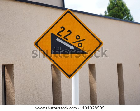 22% steep slope traffic signs