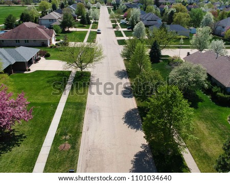 Aerial photograph of  neighborhood street