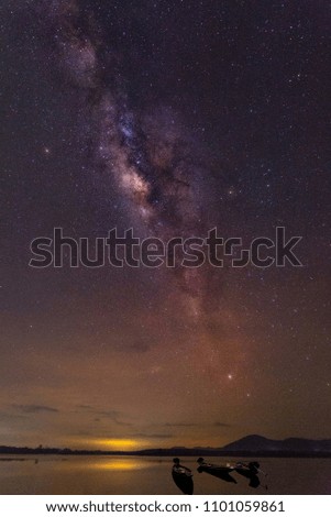 Landscape with Milky Way. Night sky with stars, Milky Way Background 