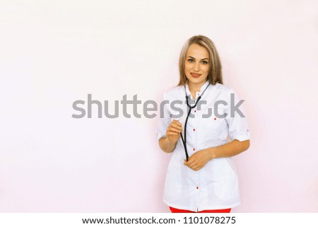 Confident female doctor with stethoscope. Health care and prevention concept.