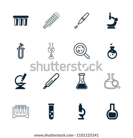 Laboratory icon. collection of 16 laboratory filled and outline icons such as microscope, filter, test tube, thermometer. editable laboratory icons for web and mobile.