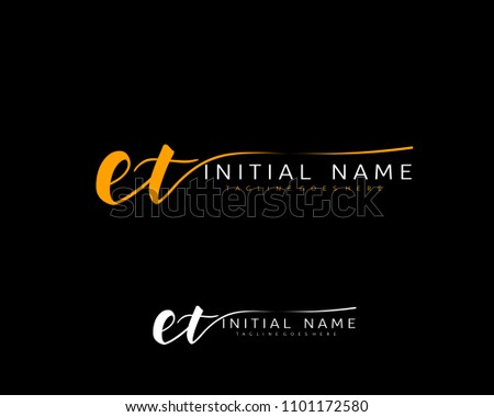 E T Initial handwriting logo vector. Hand lettering for designs.