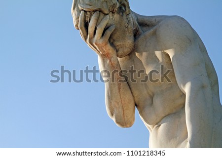 Facepalm statue in Paris, France Royalty-Free Stock Photo #1101218345