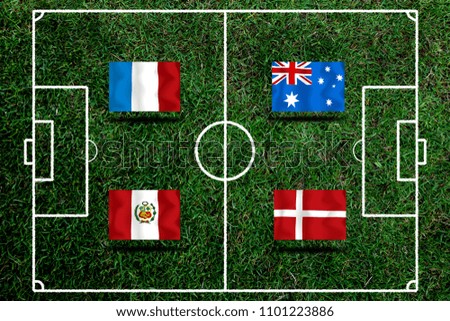 Football Cup competition Group C between the national France, national Australia, national Denmark and national Peru.