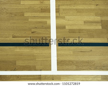 Vintage wooden floor with white lines.  Photo on top view by drone.