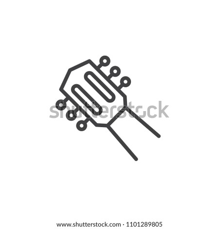 Acoustic guitar neck outline icon. linear style sign for mobile concept and web design. Musical instrument simple line vector icon. Symbol, logo illustration. Pixel perfect vector graphics