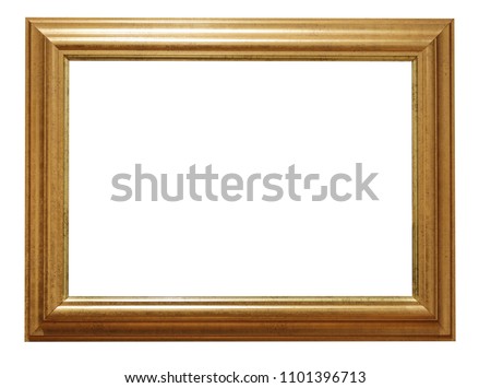 Golden vintage frame isolated on white background