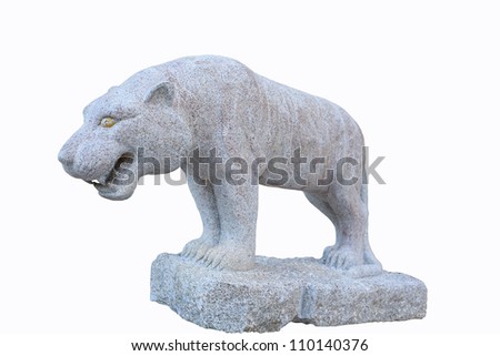 Tiger Statue isolated on white black background
