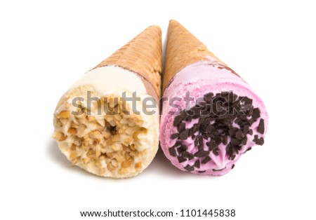 ice cream in a waffle cup isolated on a white background