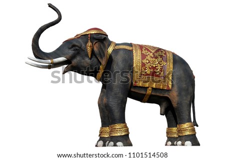 Thailand elephant statue isolated on white background ,with clipping path