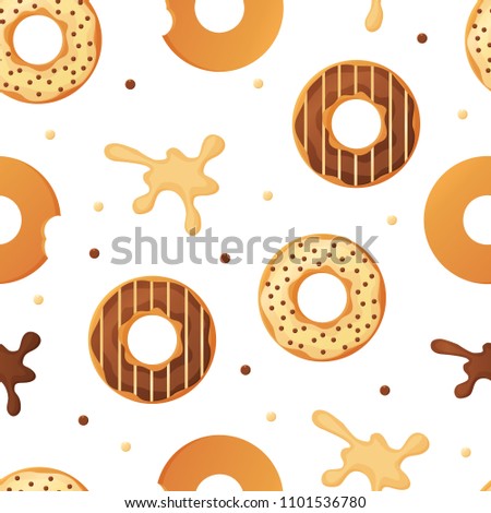Seamless donut pattern with chocolate and coffee glaze
